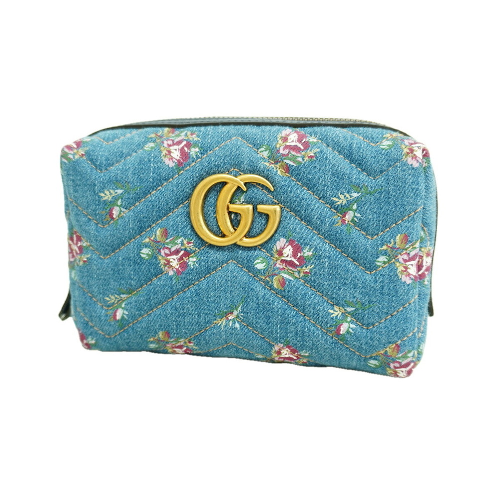 Gucci GG Marmont Embroidery Bag/Pouch, 476165, Denim Navy, Women's, P3463925